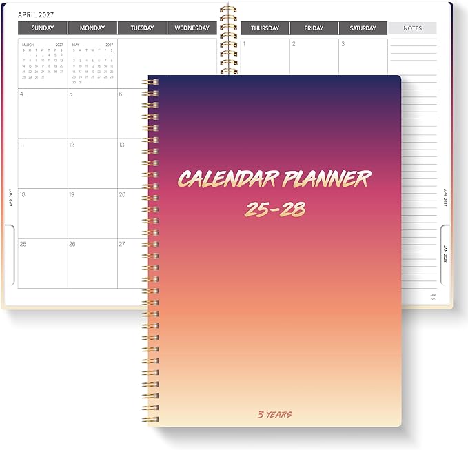 Monthly Planner 2025-2028, 2025 Calendar 36 Months Planner With Monthly Tabs, July 2025- June 2028, 8.5" x 11", 3 Years Academic Calendar Hard Cardboard Cover with Spiral Bound, Perfect for School & Office for Women & Men
