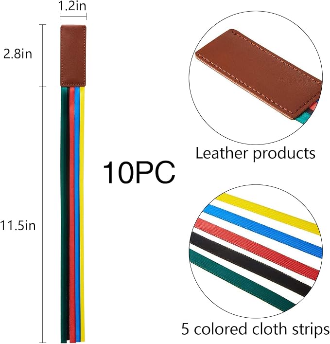 10Pcs Bible Ribbon Bookmark Multi Ribbon Page Marker Bulk Artificial Leather Book Markers,Colorful Ribbon (10)