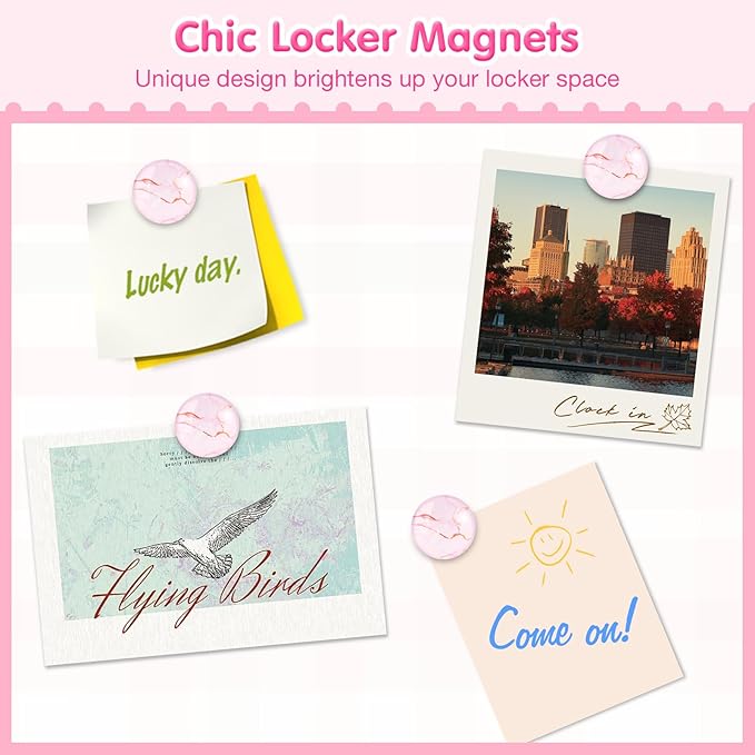 MoKo Locker Accessories Set, 11PCS Back to School Supplies Includes Magnetic Mirror, Whiteboard, Markers, Pen Holder, Magnets, Locker Organizer for School Office (Pink)