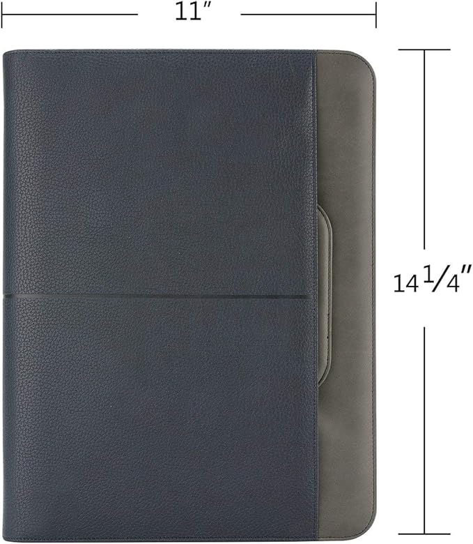 NuVision Zippered Padfolio 3 Ring Binder, Notebook for Work, Business Planner and Organizers, Padfolio with Handle, 8 ½ x 11” Writing Pad, PU Leather Folder, Professional Business Documents Portfolio