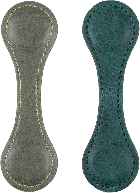 Dimeho 2 Pcs Leather Magnet Bookmark Retro Book Page Holder Vintage Page Marker Clip Handmade Cute Reading Accessories for Women Bookworm Book Lovers Reader Gift(Blue+Green)