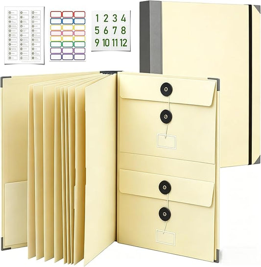 Important Document Organizer for Family Records, Home Filing System with Tabs and Pockets for Passport, Birth Certificate, Insurance Policies, Legal Documents and Important Papers(Yellow)