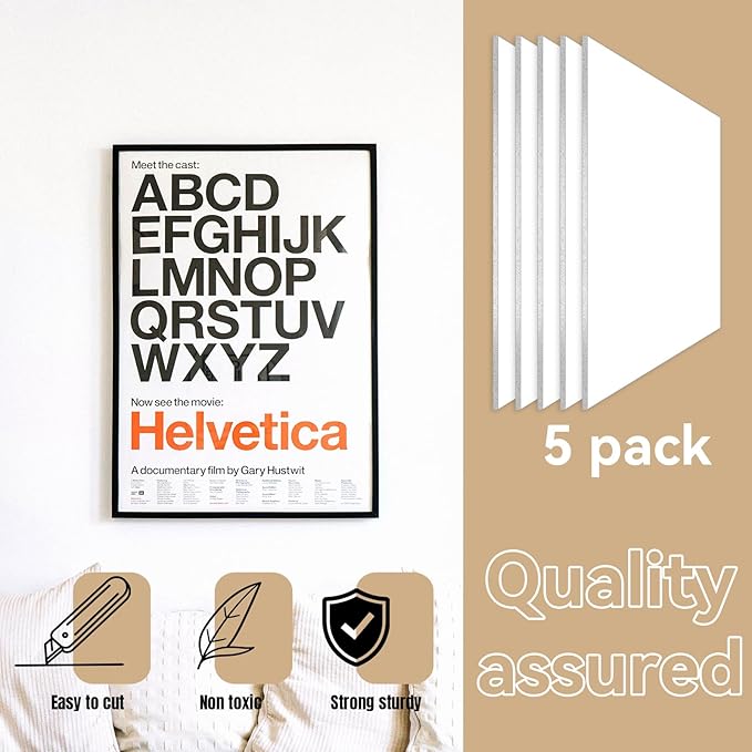 WEWLINE 24x36" White Foam Board (3/16" Thick), 5 Packs of Foam Core Board, Poster Board Perfect for Signage, Displays, Backdrops, DIY Projects & Office Use