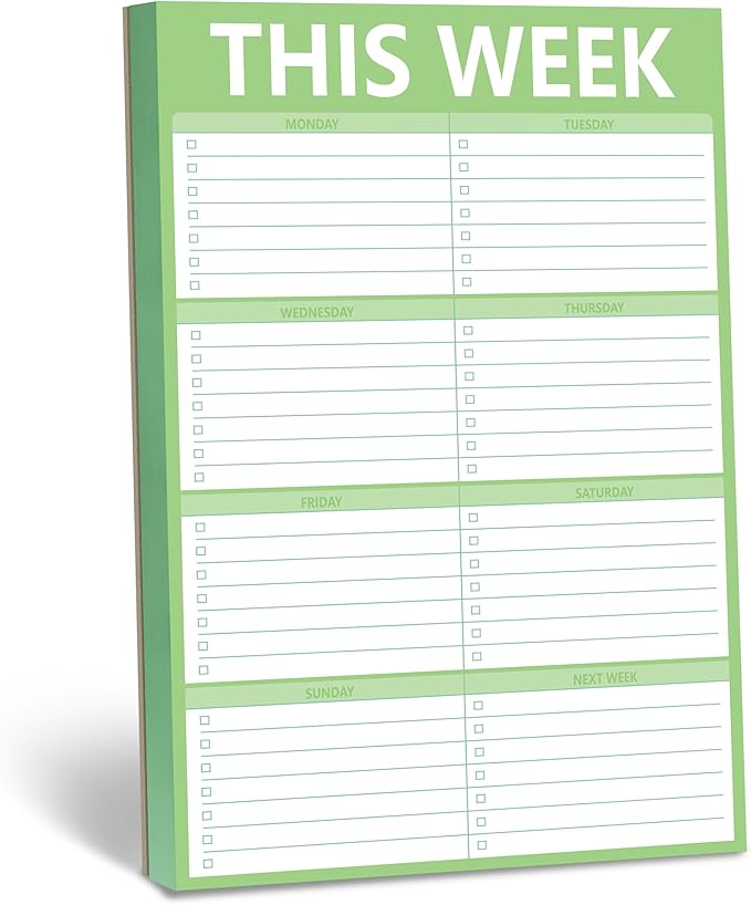 90 Sheets Weekly Planner, Magnetic Checklist Planner Updated Weekly To-do Notepad, Tear-off Blank Shopping List for Office or School, Green