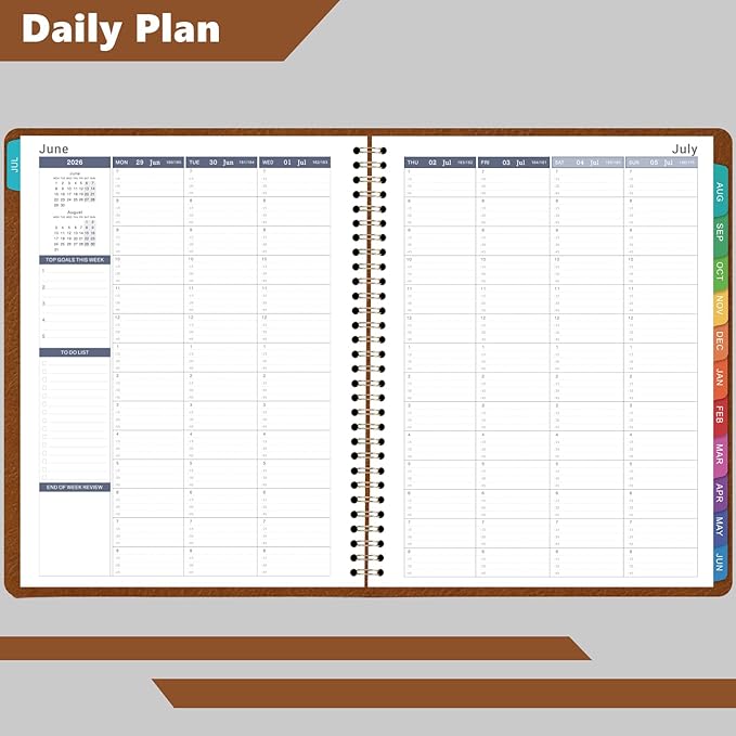 Appointment Book & Planner 2026-2027 - Large 2026-2027 Daily Hourly Planner, July 2026 - June 2027, 8.5" x 11", Appointment Book Plannerwith 15-Minute Interval + Thick Paper + Pocket - Brown