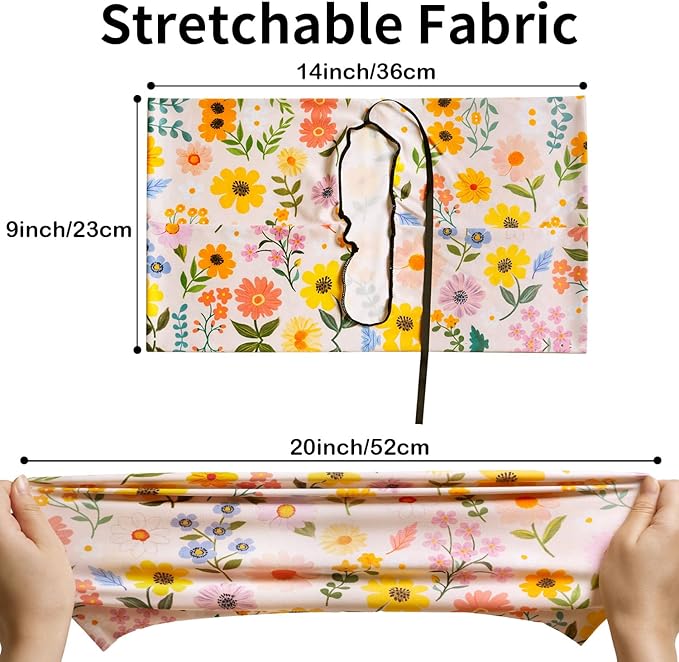 Anseal 1 Pack Floral Pattern Stretchable Book Sleeve Cover for Hardcovers Textbooks up to 9" x 12", Washable Reusable Book Protector with 2 Labels