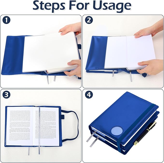 Motipuns 1 Pack Double AA Book Cover & 12 Steps & 12 Leather Double AA Book Cover Medallion Holder Paperback Protector Leather Gift for Women Men (Blue)