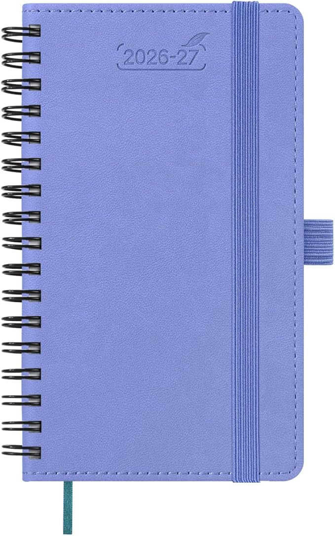 BEZEND Pocket Planner 2026-2027 Weekly and Monthly (3.5" x 6") 18 Months Small Academic Calendar (Jul 26-Dec 27) for Students, Work & Home, Storage Pocket, Spiral PU Leather Softcover -Cornflower