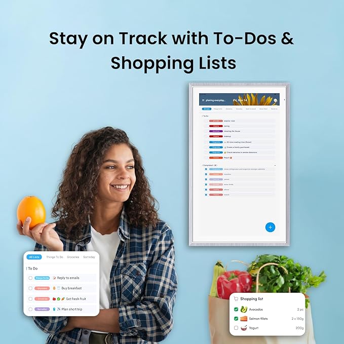 Apolosign 21.5-inch Digital Calendar : Dual Mode Smart Wall Planner, No Subscription, Install Apps, Sync Calendars, Electronic Touchscreen Interactive Display for Family Schedules, Chore Chart (Gray)