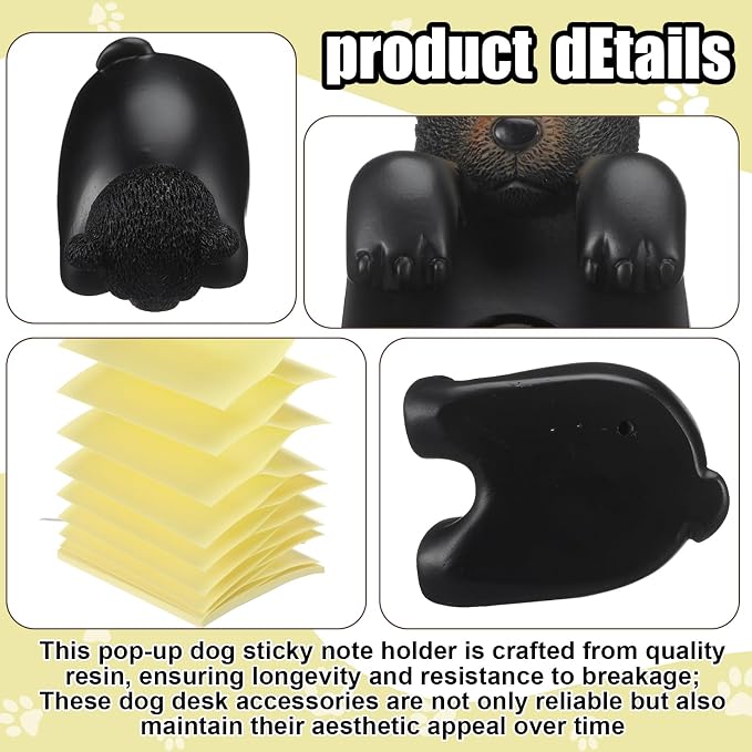 Chunful 3pcs Pop-up Note Dispenser Set Include Resign Black Bear Note Dispenser, 2 Pcs 3" x 3" Sticky for Office Desk Accessories