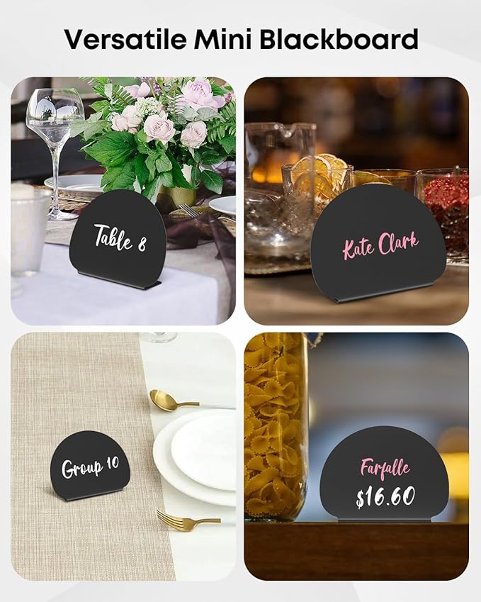 Uniclife 20 Pack Mini Chalkboard Signs for Food, Small Chalkboard Signs with Chalk Markers, Reusable Matte PVC Food Signs Food Labels for Party Buffet Wedding, Blackboard Place Cards Table Signs