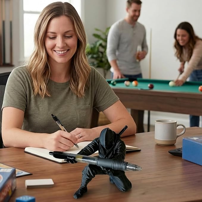 Ninja Pen Holder, Ninja Warrior Accessories, Desk Organizer for Office Supplies, Compact Ninja Themed Pen Stand with Multiple Slots for Pens and Pencils, Unique Ninja Decor for Home and Office Use
