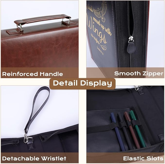 XKDOUS 20 Pcs Leather Bible Cover Kit for Men Brown Bible Cover Case Black Bible Bag with Study Supplies Large Church Bag Holder Carrying Case Fathers Day Gifts for Dad