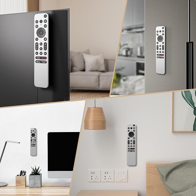 JUMEIHUI Magnetic Remote Control Holder Wall Mount, [Upgraded with Adhesion Promoter] TV Remote Holder Organizer for Bed Headboard & Nightstand, No Drill Sticky Remote Caddy for Roku (Black, 6 Pack)
