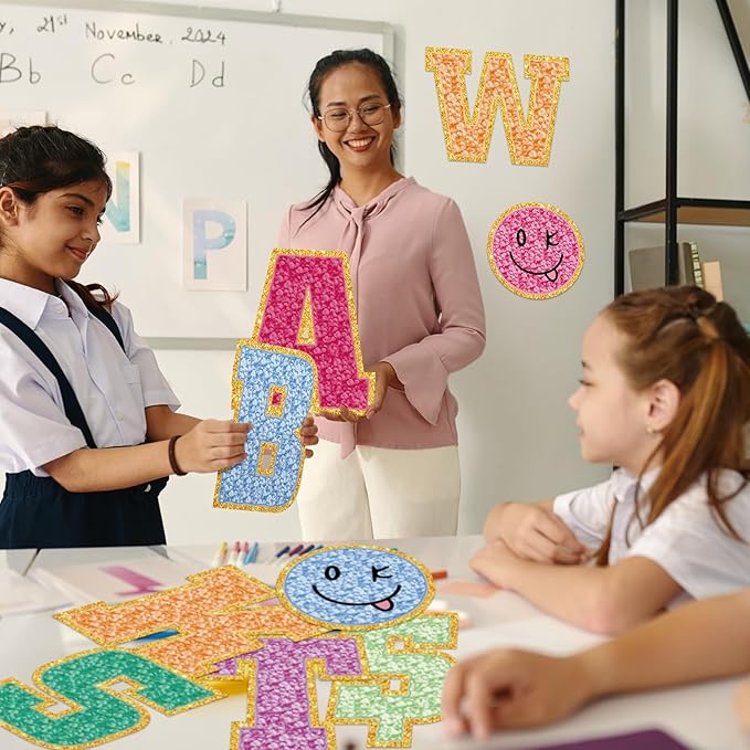 136 Pcs 12 in Extra Large Bulletin Board Letter Decor Big Alphabet Letter Cutout Sticker Punctuation with Adhesive Dot Colorful Poster Wall Decal Classroom School Decor Teacher Education Learning Tool