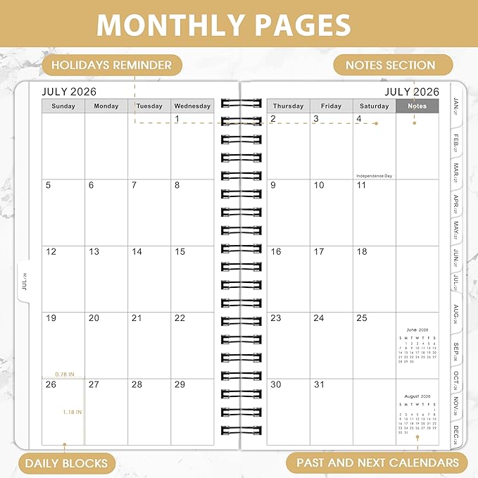 Pocket Planner 2026-2029 - 3 Year Planner/Calendar 2026-2029, July 2026 - June 2029, 6.2” x 4”, 3 Year Monthly Planner 2026-2029, 36 Monthly Tabs, Double-side Pocket, Holidays, Thick Paper