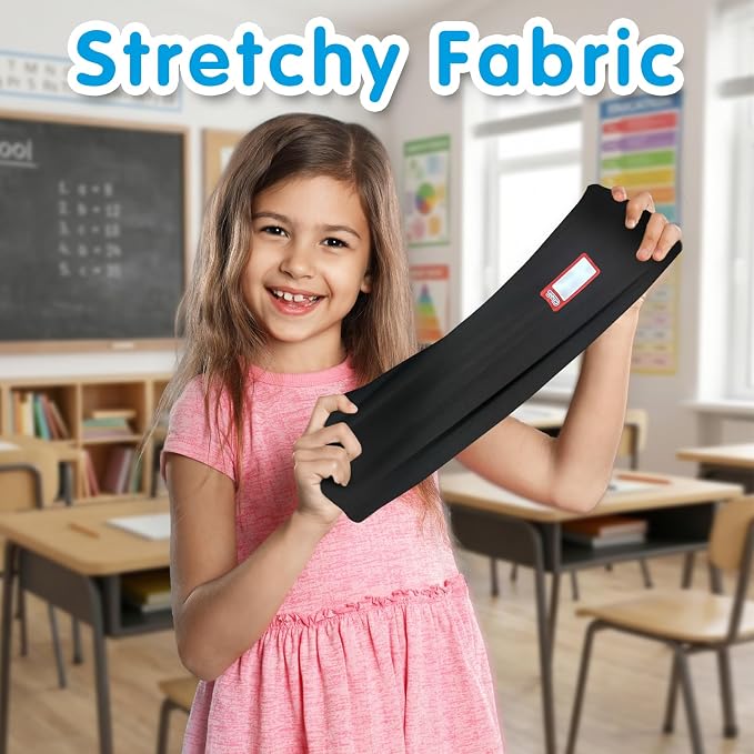 Chell Black Fabric Jumbo Book Covers 9"x11", Book Sox Up to 10"x12.5", Textbook Covers, Stretchable and Reusable Book Protector, Pack of 2
