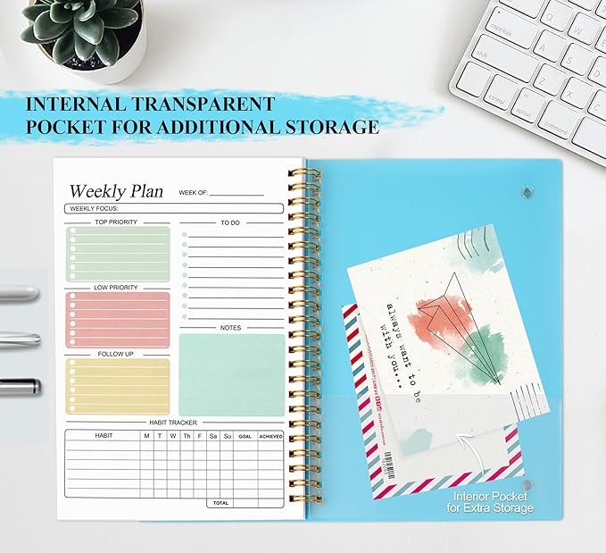 Utron A5 Weekly Planner - Undated Daily To Do List Planner, Weekly Goals Notebook for Office/Business and Students