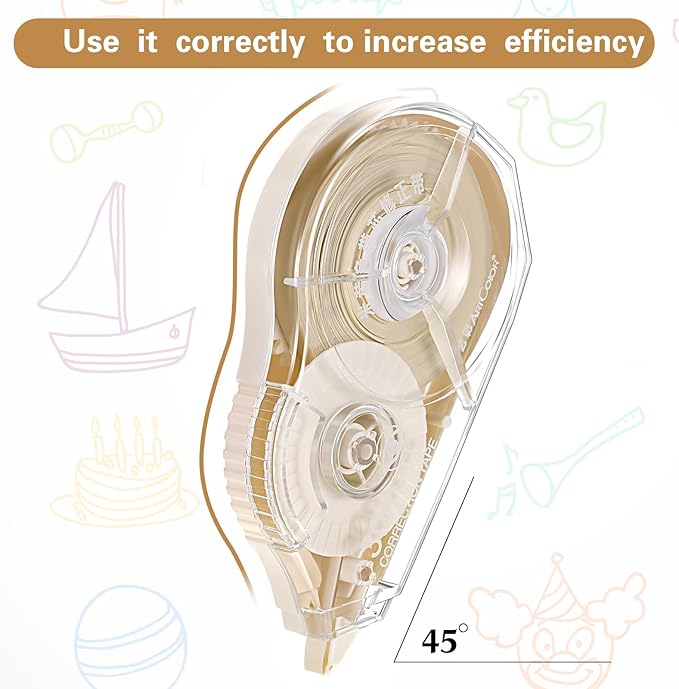 Zonon Correction Tape Cream Color Beige Corrective Tape Eraser 100 Feet Long for School Office Supplies Crafting, Note Taking, Journal, Case Color May Vary(2 Pieces)