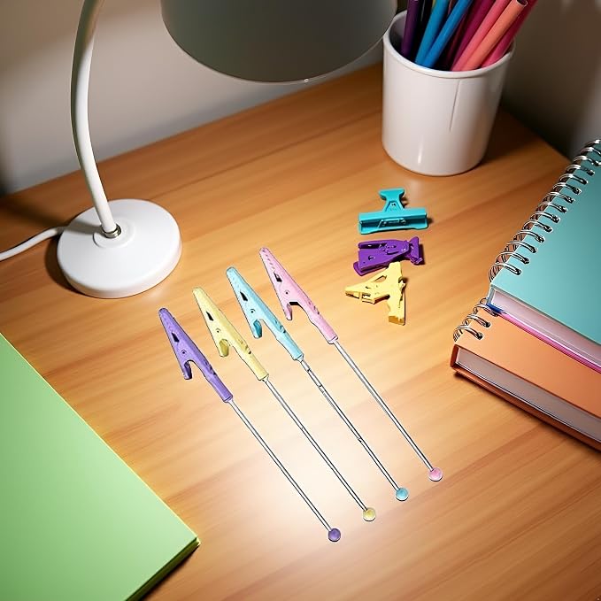 4Pcs Multicolor Metal Alligator Clips - Long Tail Photo Holder and Card Clamps | 14.1x1.2cm Memo Clips for Desk Organizing,Workspace Accessories, Office Supplies