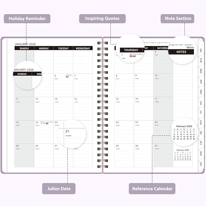 2026 Planner, Weekly and Monthly Calendar Academic Planner, Jan 2026 - Dec 2026, Planning Agenda Book for Desk Accessories and School Supplies - Letter Size(8.5'' x 11'')