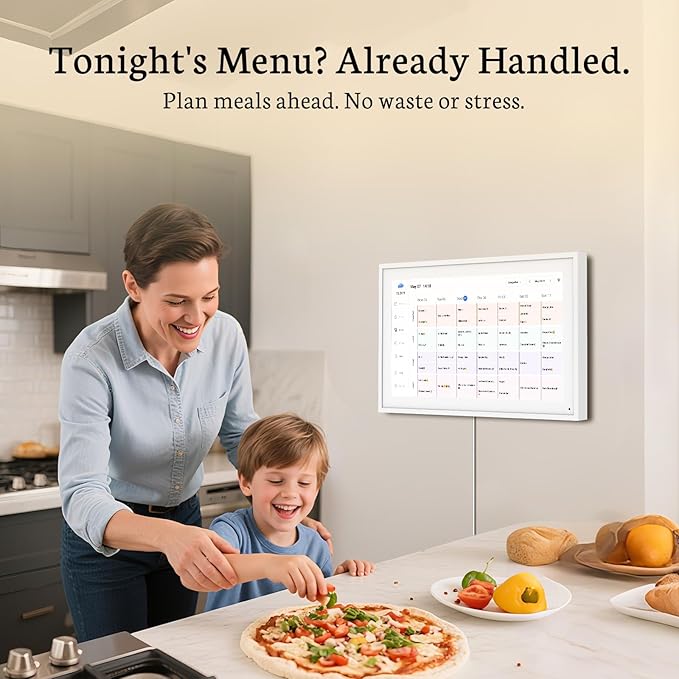 BSIMB 15.6 Inch Digital Calendar - Chore Chart, Meal Planner, Rewards System, Photo Display, Smart Electronic Calendar Touchscreen Interactive Hearth Display for Family Schedules, Seamless Scheduling White