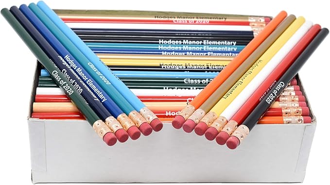 Pencil Guy Promotional Personalized Imprinted Cream Round Pencils.-500 per box. 19 colors to choose from!