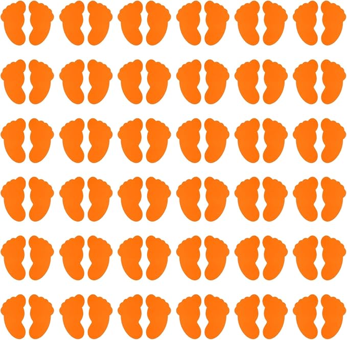 PATIKIL Foot Shaped Carpet Markers, 72pcs (36pairs) Nylon Floor Spots Markers Colorful Hook and Loop Marker Dots for Classroom Teacher Supplies, Orange