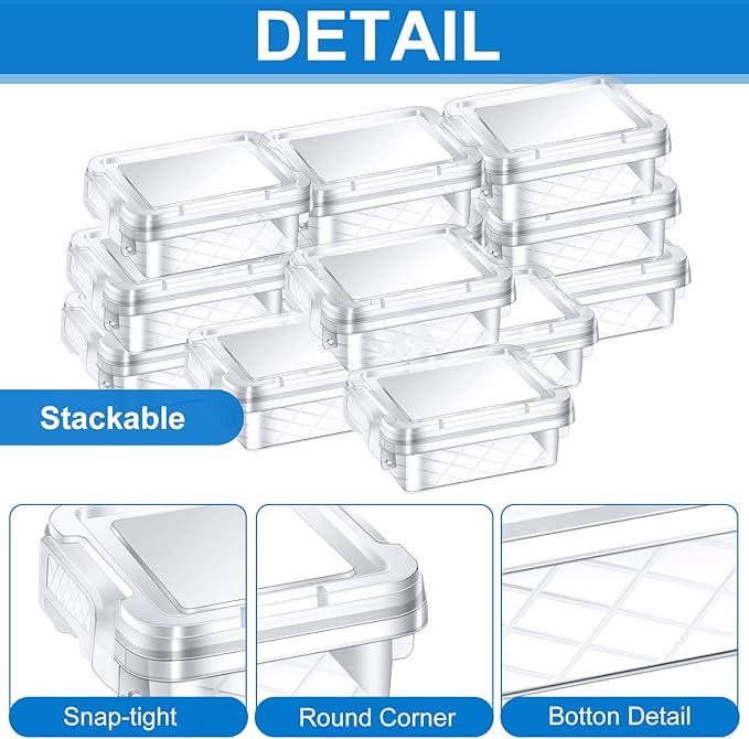 48 Pack Mini Plastic Storage Bins with Lid, 4.5"×3.1"×1.8" Clear Latch Small Storage Box Stackable Organizer Container for Crafts, Jewelry Beads, Office Supplies