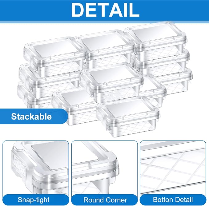 24 Pack Mini Plastic Storage Bins with Lid, 4.5"×3.1"×1.8" Clear Latch Small Storage Box Stackable Organizer Container for Crafts, Jewelry Beads, Office Supplies