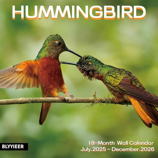 2025-2026 Wall Calendar Hummingbird | 18 Monthly Hangable Hummingbird Calendars | 12" x 24" (Open) | Thick & Sturdy Paper for Organizing & Planning | Home and Office | Hummingbird
