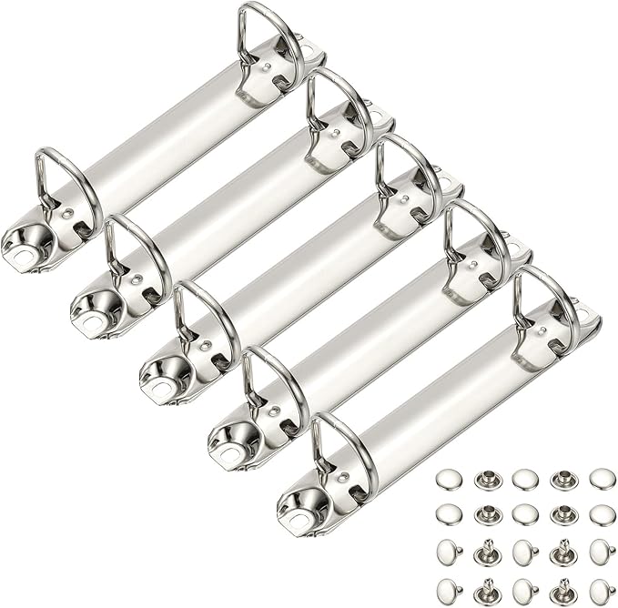 PATIKIL B7 2 Hole Ring Binder Mechanisms, 5 Set 0.79" D Ring Replacement Binder Planner Loose Leaf Binding Spines for Organizers DIY Fill Paper Storage Folder Accessories, 20mm Silver Tone