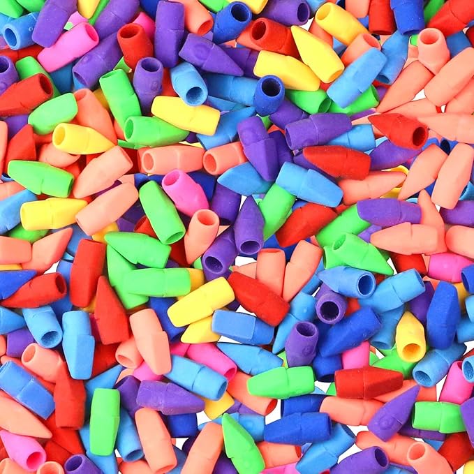PRALB 400pcs Pencil Top Eraser Bulk Caps for Pencils,Chisel Shape Erasers Toppers for Party Favors Games Prizes, Pencil Top Erasers Cap for Home School Classroom Office