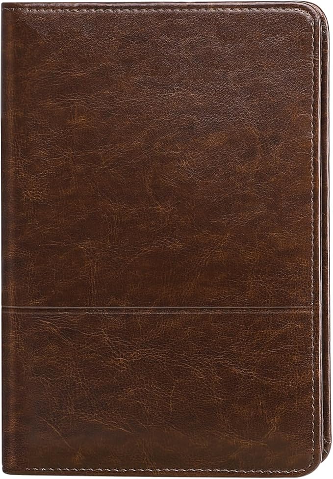Padfolio/Portfolio Binder, Mini Padfolio Portfolio Binder 5 x 8 Legal Writing Pad, A5 Document Organizer Folder for Men Women,Brown.