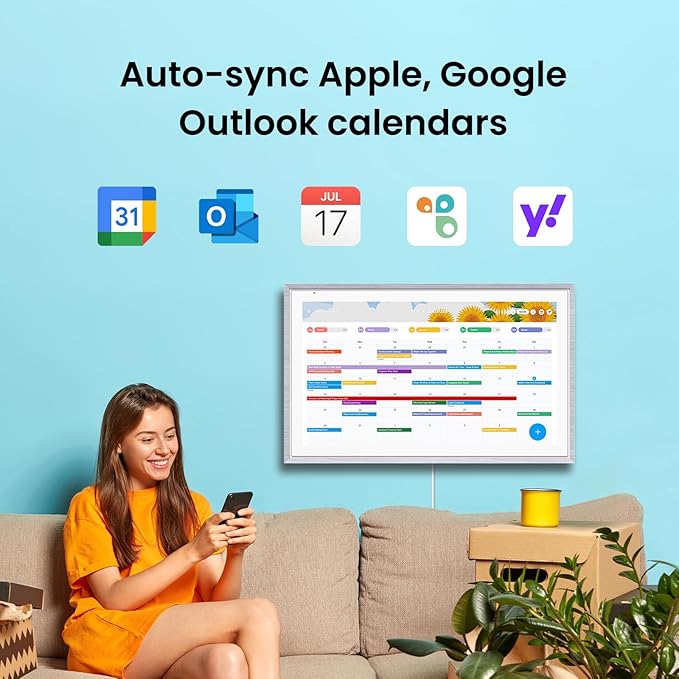 Apolosign 21.5-inch Digital Calendar : Dual Mode Smart Wall Planner, No Subscription, Install Apps, Sync Calendars, Electronic Touchscreen Interactive Display for Family Schedules, Chore Chart (Gray)