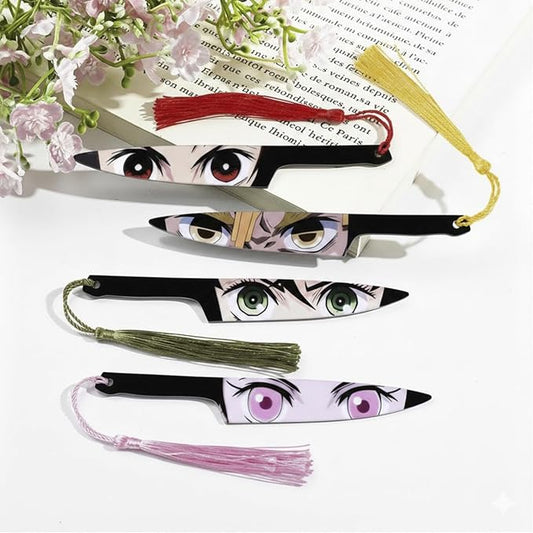 Anime Demon Tanjiro Bookmark Set, 4-Piece Slayer Hashira Sword Bookmarks for Readers, Students, Anime Fans, Book Lovers,Reading Accessories(4pcs demonslayer)