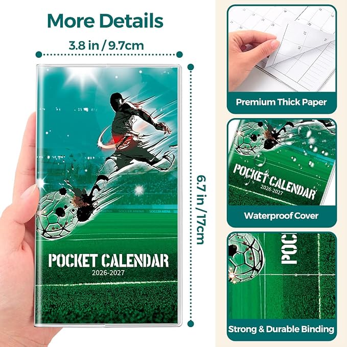 SKYDUE Pocket Calendar 2026-2027, Pocket Monthly Planner Jan 2026 - Dec 2027 for Purse, 6.7" X 3.7" 24-Month Small Planner, Academic Year Calendar, Compact Design with Plastic Sleeve