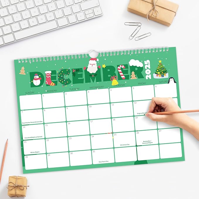 SUNEE Calendar 2026 18 Months Wall Calendar Oct. 2025 - Mar. 2027, 17"x12" Horizontal Hanging Calendar with Past Month and Next Month for Organizing & Planning, Cute