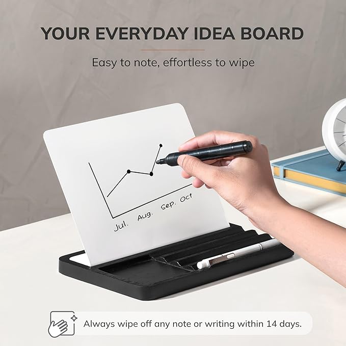Anji Mountain Mango Wood Desk Helper with Whiteboard | Desktop Organizer for Office Desk Accessories, Home Office & School Supplies | Modern Desk Storage & Office Decor Organizer