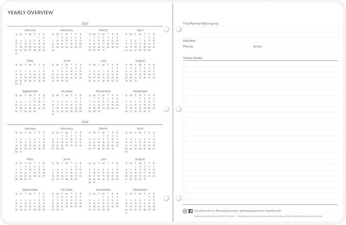 Blue Sky 2027 Monthly Planner Calendar, January 2027 - December 2027, 8.5" x 11", Monthly Layout, Clear Flexible Cover, Stapled Binding, 3 Hole Punched Pages, Solid Black
