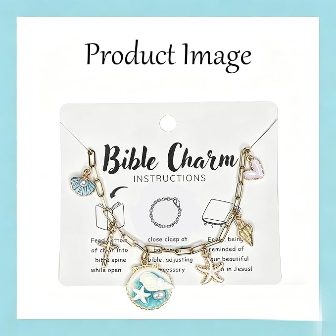 Bible Charm Chain, Christian Bible Accessory Faith Gift, Scripture Bookmark, Bible Jewelry Religious Decor for Study (Style-C)