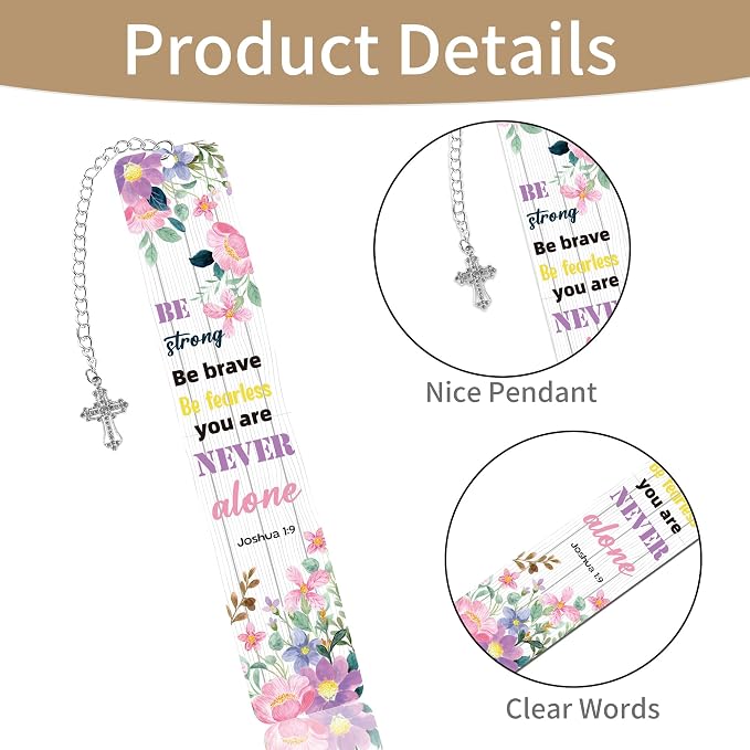 Christian Bible Bookmarks Gift: Inspirational Scripture Book Mark for Reading, Metal Aesthetic Page Marker Clips, Gifts for Women Book Lovers Teen Girls School Office with Cross Pendant Gift Box