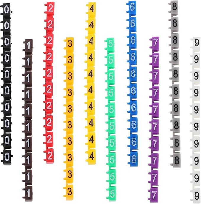 Labels Cable Labels 150 Pcs Electrical Sticker Wire Number Label Multicolor Cable Markers Labeler Electric 0- Tie Clip-on Self- Adhesive Electric(0.48x0.30x0.30cm)