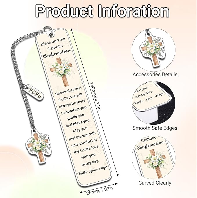 Confirmation Gifts for Teen Girls Boys - 2026 Confirmation Gifts for Teenage Boys Girls Christian Bookmark Gift for Kids Catholic Confirmations Gift Ideas Easter Basket Stuffers for Girl Boy 8-12