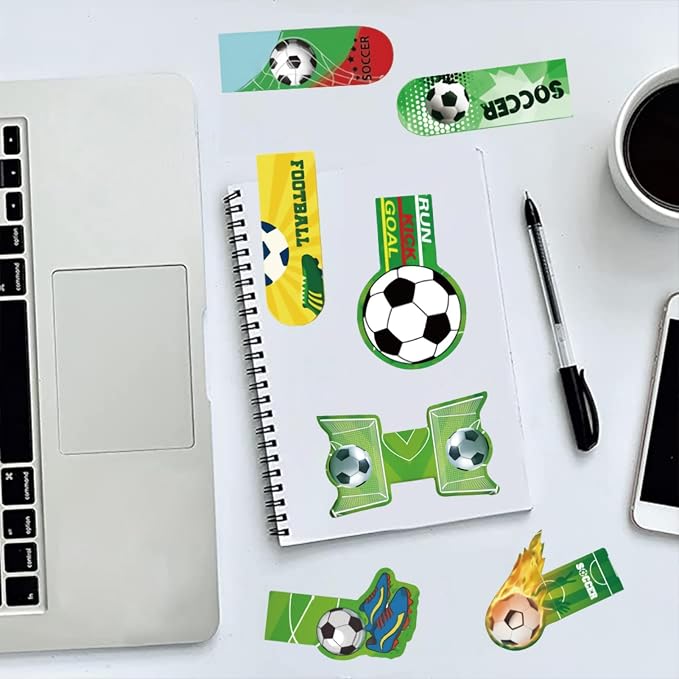 30 Pcs Soccer Bookmarks for Kids Sports Theme Funny Bookmark Cartoon Bookmark for School Office Students Teens Book Reading Lovers Classroom Favors