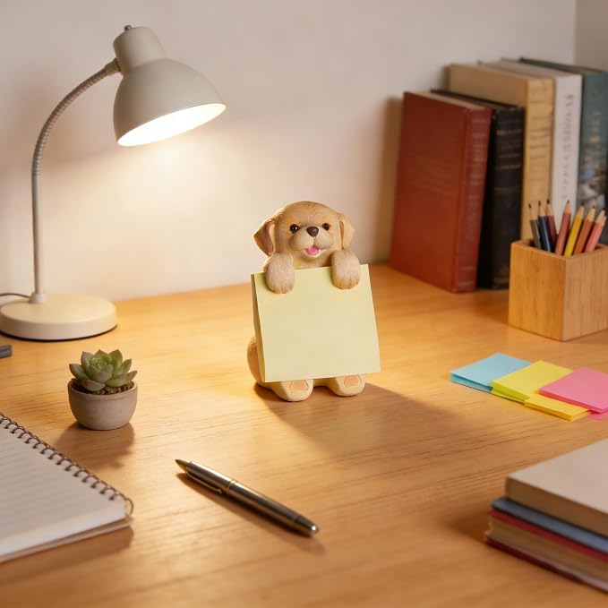 Dog Pop-Up Sticky Note Dispenser with 100 Sheets 3 x 3 Inch Notes, Handmade Resin Dog Desk Decor for Office, Home & Classroom, Gift for Teachers & Coworkers - Golden Retriever