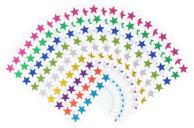 Hybsk 540 Counts Small Star Stickers for Reward 0.5 Inch Metallic Foil Teacher Cute Tiny Star Labels (9 Colors)