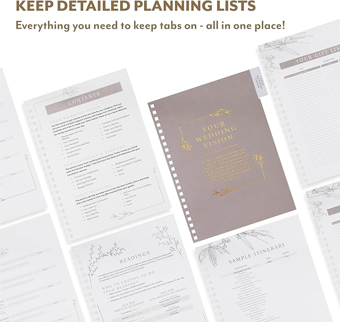 Your Perfect Day Wedding Planner Book and Organizer - Wedding Planner Book - Bridal Planning Binder with Countdown Calendar - Bride Gifts - (Meadow Gold)