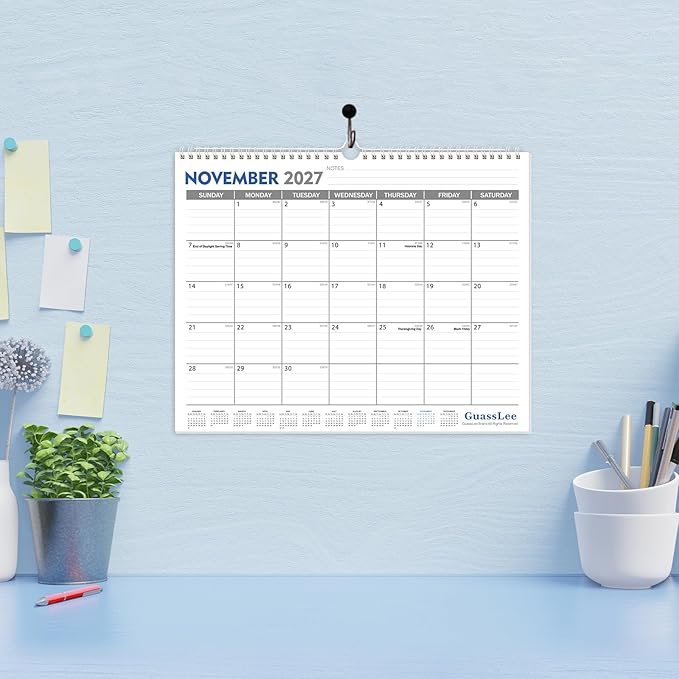 GuassLee 2026-2027 Wall Calendar - 19 Months Hanging Calendar from Jun. 2026 to Dec. 2027, 14" x 11.5", with Notes for Easy Planning School Home Office