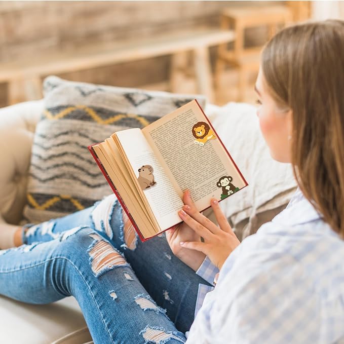 10Pcs Magnetic Bookmark, Cute Jungle Animals Theme Bookmarks, Animal Book Marks for Reading, Office Reading Accessories, Page Clips for Book Lovers, Reader, Women, Students